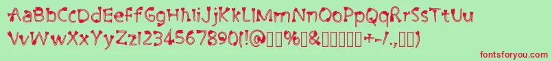 CutiePie3 Regular Font – Red Fonts on Green Background