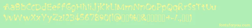 フォントCutiePie3 Regular – 黄色の文字が緑の背景にあります