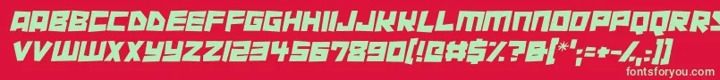 Cutout City Italic-Schriftart – Grüne Schriften auf rotem Hintergrund