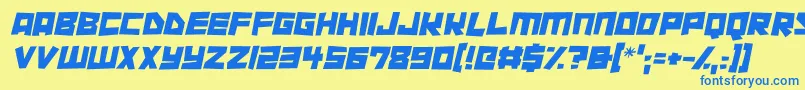 Cutout City Italic Font – Blue Fonts on Yellow Background