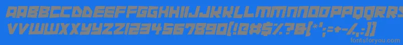 Cutout City Italic-Schriftart – Graue Schriften auf blauem Hintergrund