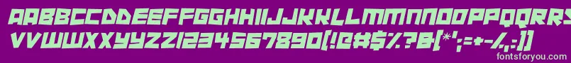Cutout City Italic-fontti – vihreät fontit violetilla taustalla
