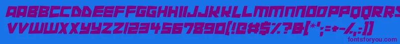 Cutout City Italic-Schriftart – Violette Schriften auf blauem Hintergrund