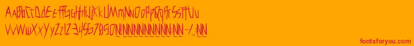 Cutthroat Clawmarks-Schriftart – Rote Schriften auf orangefarbenem Hintergrund