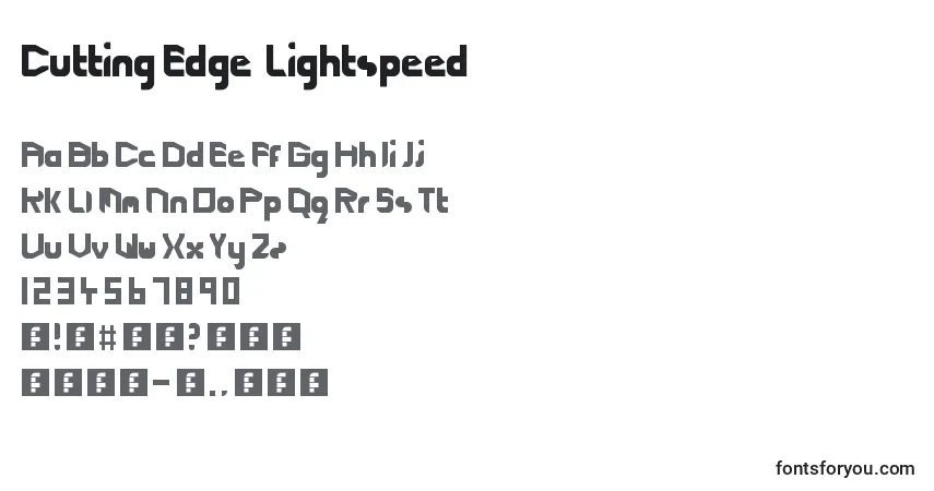 A fonte Cutting Edge  Lightspeed – alfabeto, números, caracteres especiais