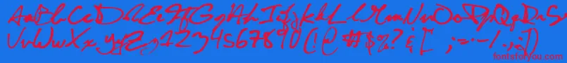 フォントCuttyFruty – 赤い文字の青い背景