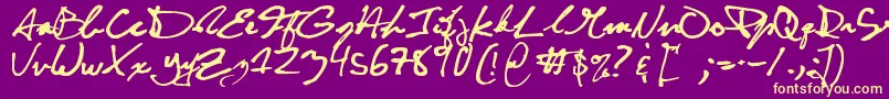 CuttyFruty-fontti – keltaiset fontit violetilla taustalla
