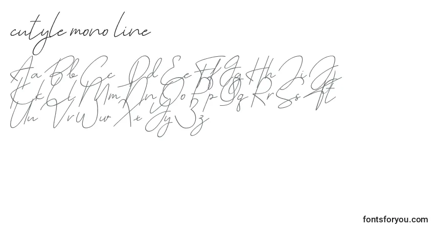 Czcionka Cutyle mono line – alfabet, cyfry, specjalne znaki