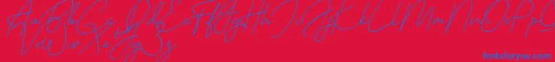 フォントcutyle mono line – 赤い背景に青い文字