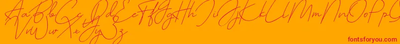 cutyle mono line Font – Red Fonts on Orange Background