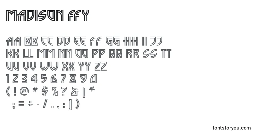Schriftart Madison ffy – Alphabet, Zahlen, spezielle Symbole