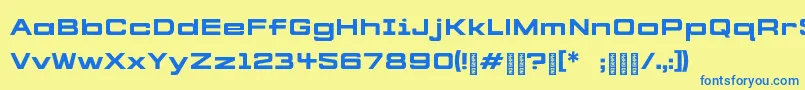 フォントCYBERFREIGHT Normal – 青い文字が黄色の背景にあります。