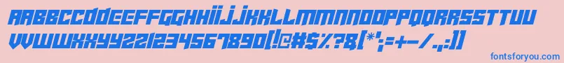 フォントCyberjunkies Italic – ピンクの背景に青い文字