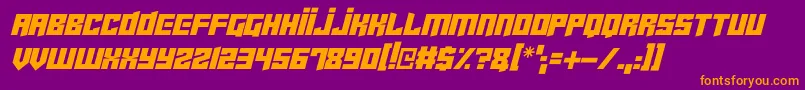 Cyberjunkies Italic-fontti – oranssit fontit violetilla taustalla