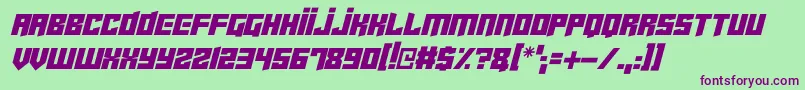 Cyberjunkies Italic-fontti – violetit fontit vihreällä taustalla