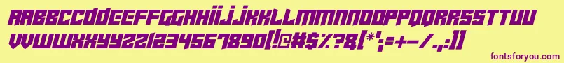 Cyberjunkies Italic Font – Purple Fonts on Yellow Background