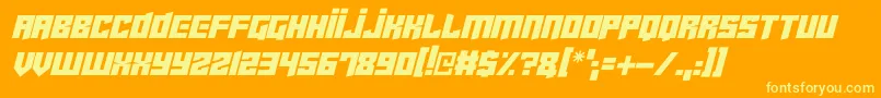 Cyberjunkies Italic-Schriftart – Gelbe Schriften auf orangefarbenem Hintergrund