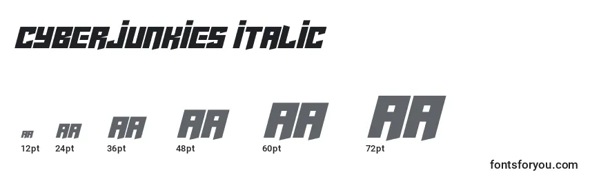 Rozmiary czcionki Cyberjunkies Italic
