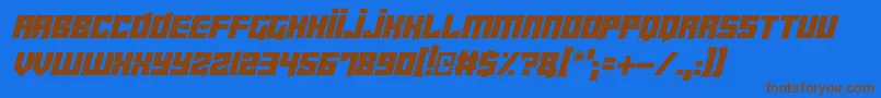 Cyberjunkies Italic-Schriftart – Braune Schriften auf blauem Hintergrund