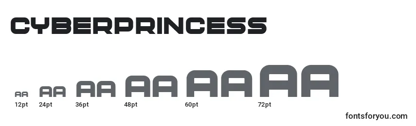 Размеры шрифта CyberPrincess