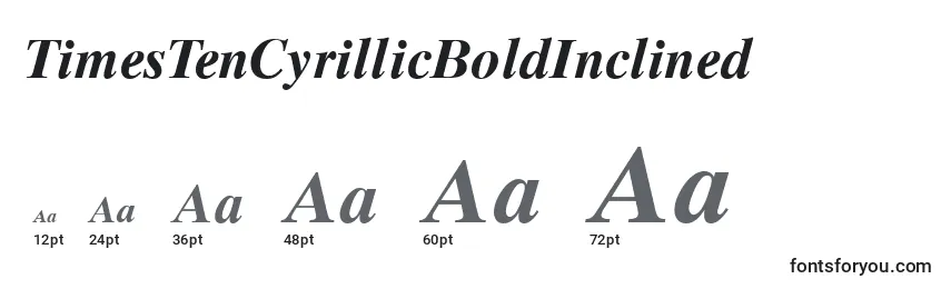 Размеры шрифта TimesTenCyrillicBoldInclined
