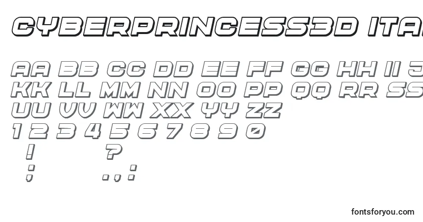 Шрифт CyberPrincess3D Italic – алфавит, цифры, специальные символы