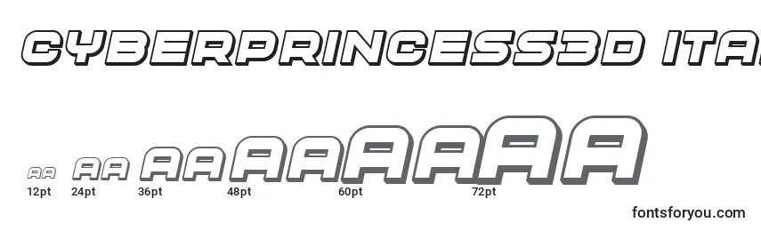 Rozmiary czcionki CyberPrincess3D Italic