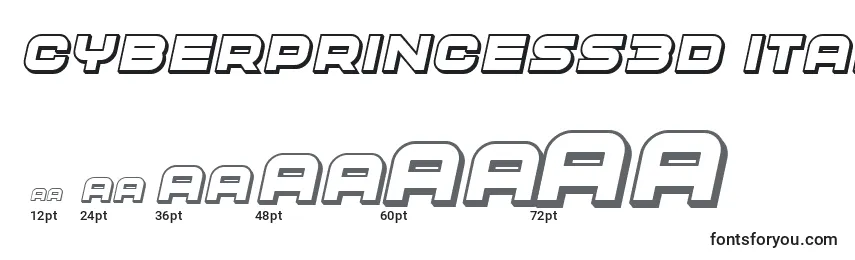 CyberPrincess3D Italic-fontin koot