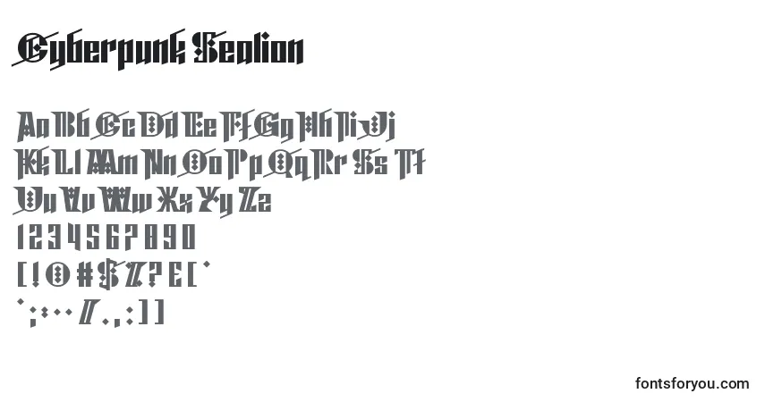 Cyberpunk Sealion Font – alphabet, numbers, special characters