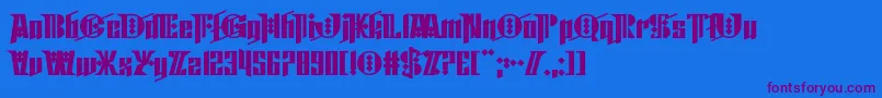 Cyberpunk Sealion-Schriftart – Violette Schriften auf blauem Hintergrund