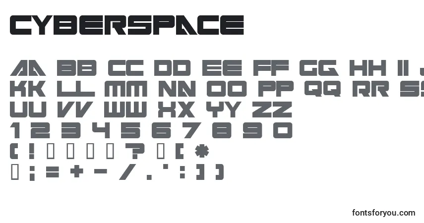 A fonte Cyberspace (124363) – alfabeto, números, caracteres especiais