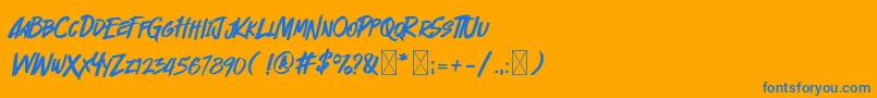 Czcionka Cyberthrone – niebieskie czcionki na pomarańczowym tle