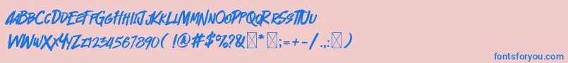 フォントCyberthrone – ピンクの背景に青い文字