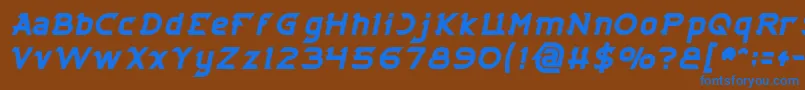 Fonte CYBERTOOTH Bold Italic – fontes azuis em um fundo marrom