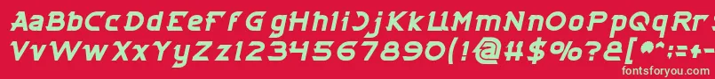 Czcionka CYBERTOOTH Bold Italic – zielone czcionki na czerwonym tle