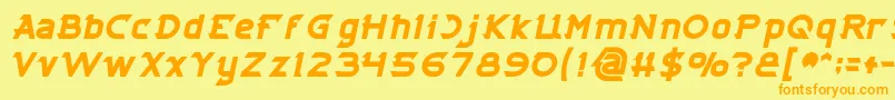 フォントCYBERTOOTH Bold Italic – オレンジの文字が黄色の背景にあります。