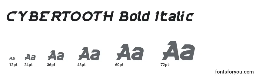 Tamanhos de fonte CYBERTOOTH Bold Italic