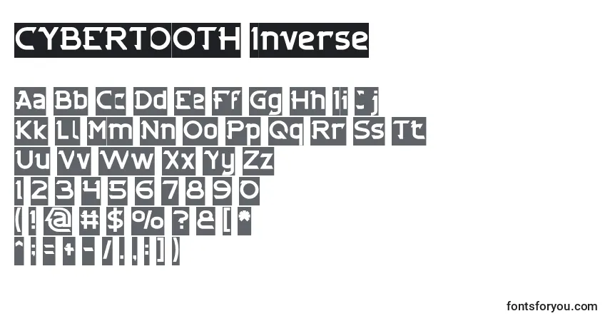 Czcionka CYBERTOOTH Inverse – alfabet, cyfry, specjalne znaki