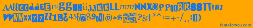 DoctorPunk-Schriftart – Blaue Schriften auf orangefarbenem Hintergrund