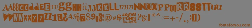フォントDoctorPunk – 茶色の文字が灰色の背景にあります。