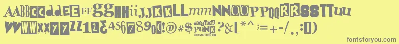 DoctorPunk-fontti – harmaat kirjasimet keltaisella taustalla