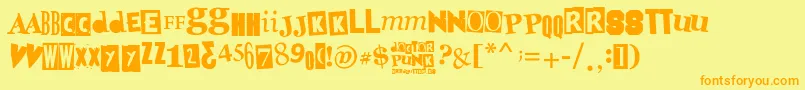 フォントDoctorPunk – オレンジの文字が黄色の背景にあります。