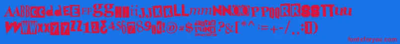 フォントDoctorPunk – 赤い文字の青い背景