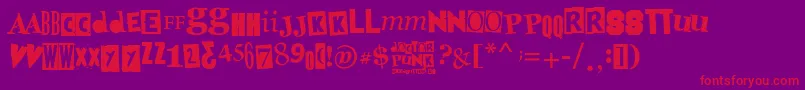 Fonte DoctorPunk – fontes vermelhas em um fundo violeta