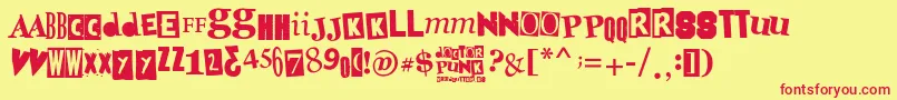 フォントDoctorPunk – 赤い文字の黄色い背景