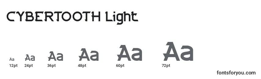 Размеры шрифта CYBERTOOTH Light
