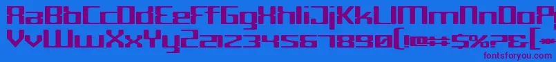 Cyborg-Schriftart – Violette Schriften auf blauem Hintergrund