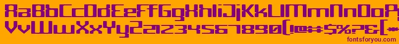 Cyborg-Schriftart – Violette Schriften auf orangefarbenem Hintergrund