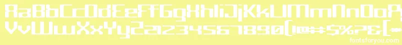 Cyborg-Schriftart – Weiße Schriften auf gelbem Hintergrund