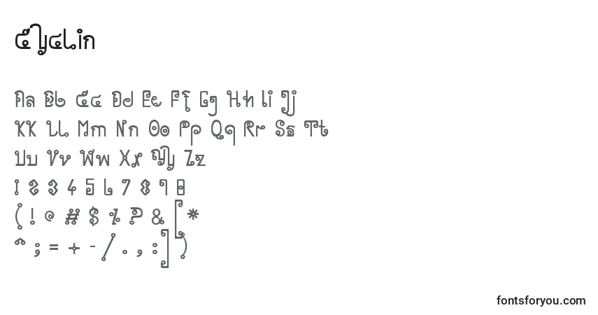 Czcionka Cyclin   (124375) – alfabet, cyfry, specjalne znaki